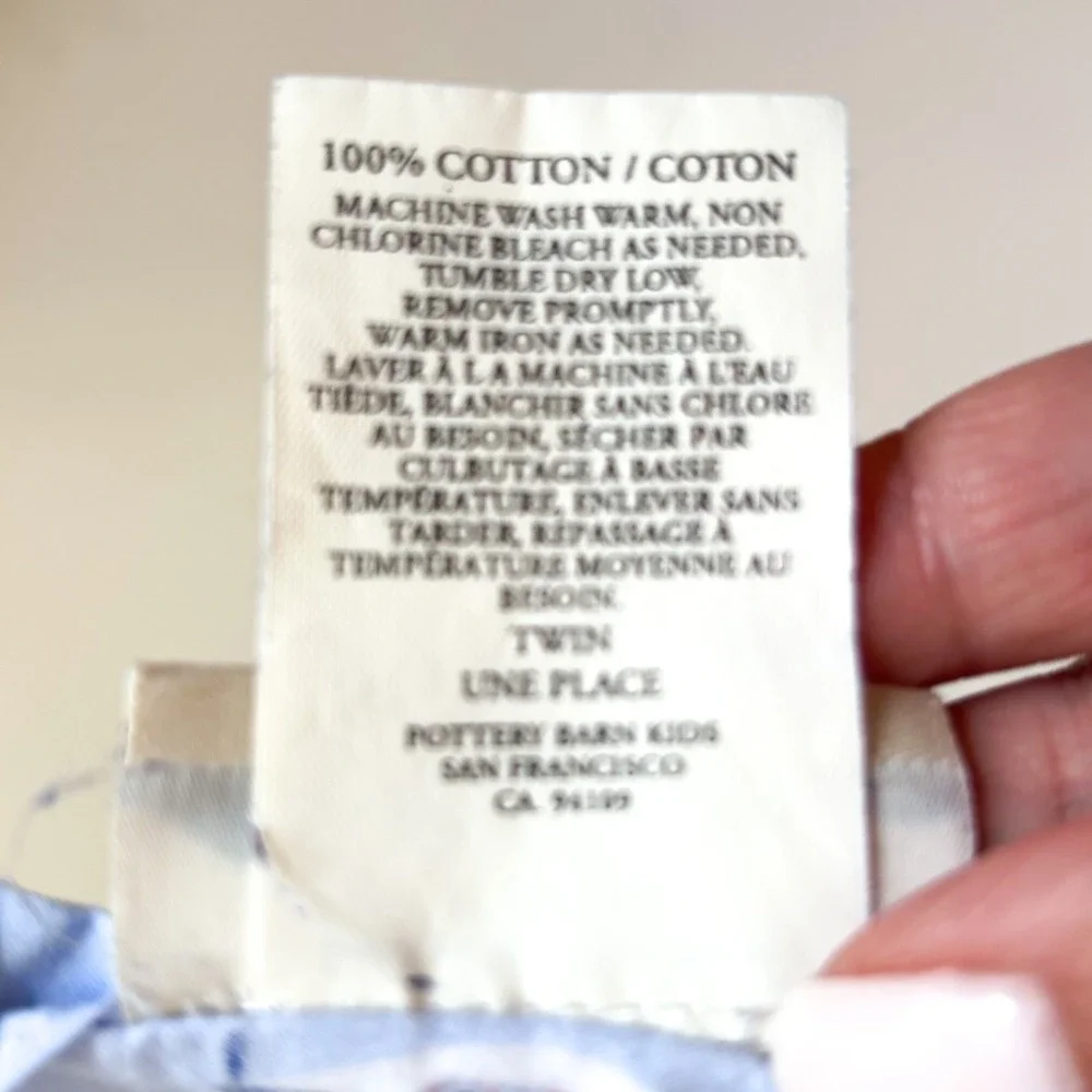 Pottery Barn Airplane Flat‎ Sheet 1 Pillowcase Twin Size 100% Cotton Blue